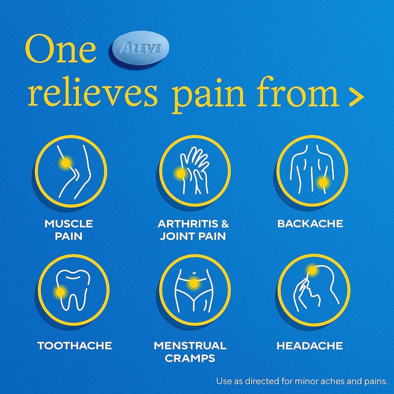 Aleve Pain Reliever & Fever Reducer Naproxen Sodium Caplets, Body Pain Relief, 270 Count - Image 3